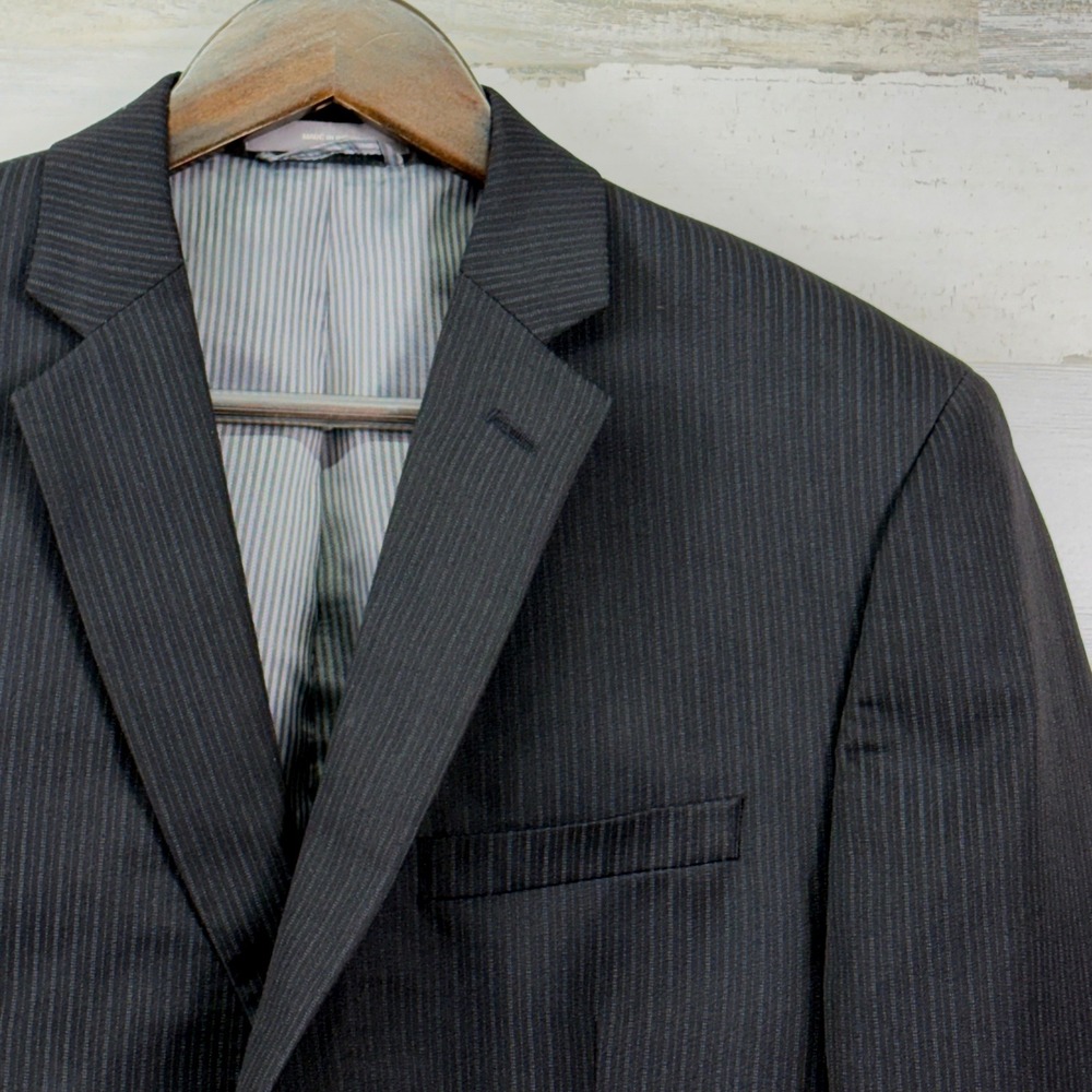 Joseph Abboud Suit Jacket Mens 40S Black Pinstripe Two Button Corpcore Office